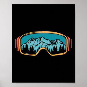 Retro Skifahren Wintersport Shirt für Damen Schnee Poster