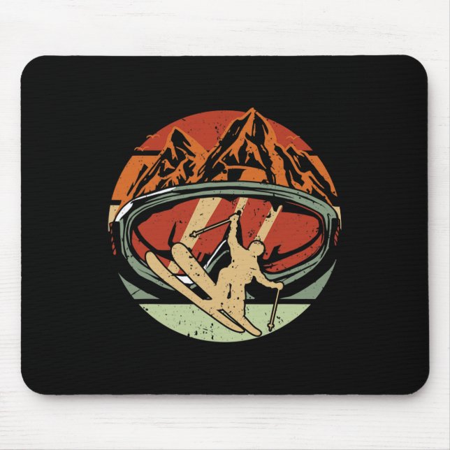 Retro Skifahrer Funny Ski Ski Ski Ski Ski Ski Mousepad (Vorne)