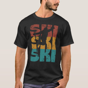 Retro-Skifahrer Vintager Skilanglauf T-Shirt
