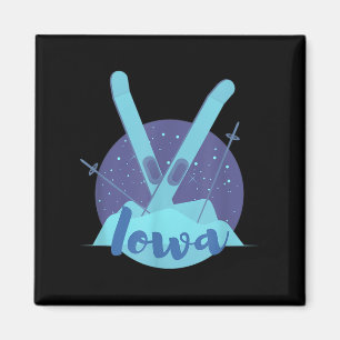 Retro-Skigrafik für Iowa Ski Resort Magnet