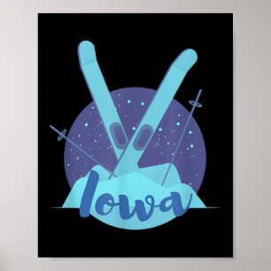 Retro-Skigrafik für Iowa Ski Resort Poster