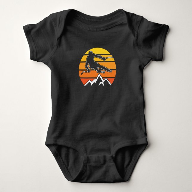 Retro Skiing Baby Strampler (Vorderseite)