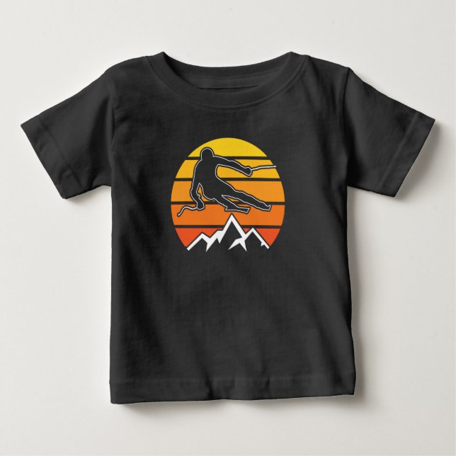 Retro Skiing Baby T-shirt (Vorderseite)