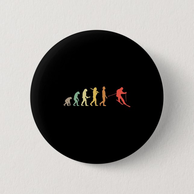 Retro Skiing Evolution Geschenk für Skifahrer Button (Vorderseite)
