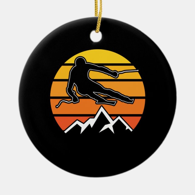 Retro Skiing Keramik Ornament (Vorne)