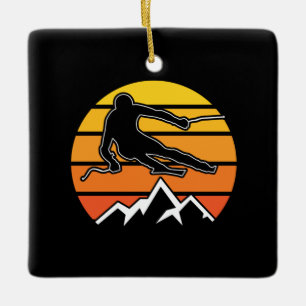 Retro Skiing Keramikornament