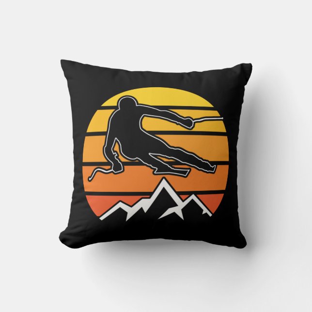 Retro Skiing Kissen (Vorderseite)