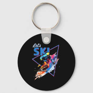 Retro-Skiing-Pulver Vintage-Ski-Farbe Shred-Design Schlüsselanhänger