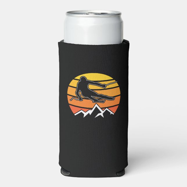 Retro Skiing Selters Dosenkühler (Seltzer Vorderseite)