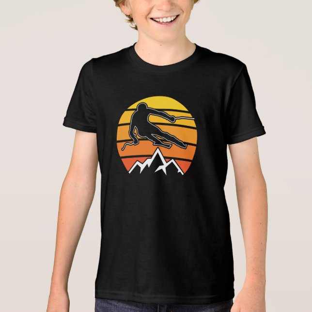 Retro Skiing Tri-Blend Shirt (Vorderseite)