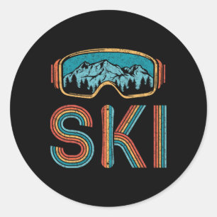 Retro Skiing Vintag 80er 90er Snowboarden Skifahre Runder Aufkleber