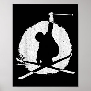 Retro Skiing - Vintager Skifahrer, Skipiste, Cold Poster