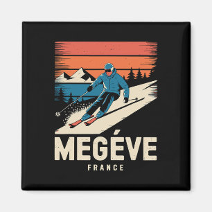 Retro-Skilauf Megève Frankreich Magnet