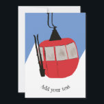 Retro Skilift Skipiste Schneeberg - Illustration Feiertagskarte<br><div class="desc">Modernes Ski-Geschenk für ihn und sie. Skiliftgondola-Illustrationsmuster für Skifahrer. Ski thematische Wohngestaltung und Geschenke.</div>