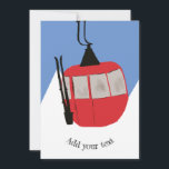 Retro Skilift Skipiste Schneeberg - Illustration Feiertagskarte<br><div class="desc">Modernes Ski-Geschenk für ihn und sie. Skiliftgondola-Illustrationsmuster für Skifahrer. Ski thematische Wohngestaltung und Geschenke.</div>