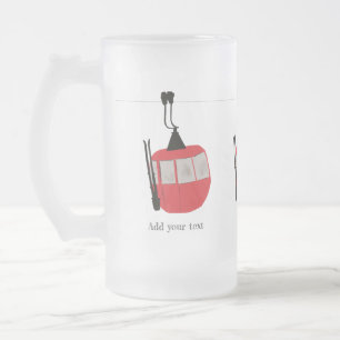 Retro Skilift Skipiste Schneeberg - Illustration Mattglas Bierglas