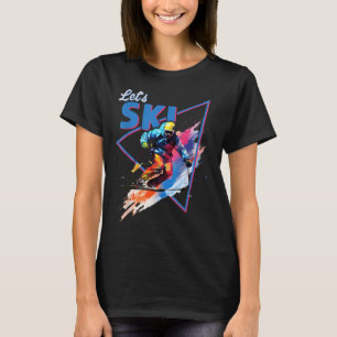 Retro-Skipulver Vintage Skischuhfarben verschleier T-Shirt