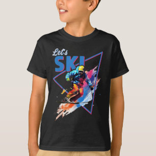 Retro-Skipulver Vintage Skischuhfarben verschleier T-Shirt