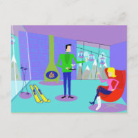 Retro Skiurlaub Postkarte