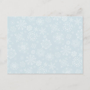 Retro-Skizze gefrorener Schneeflocken auf Eisblau Postkarte