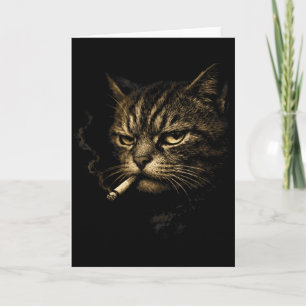Retro-Skizze Katze raucht Zigarette Lustiges Meme Karte