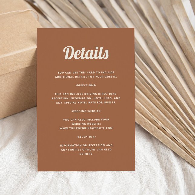 Retro-Skript | Angaben zum Hochzeitgast Begleitkarte (A trendy, vintage style wedding details card with retro script)