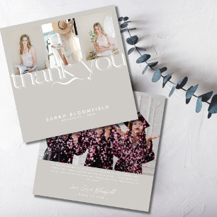 Retro-Skript Hellbeige Foto Abschluss Dankeskarte