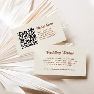 Retro-Skript   Neutral Wedding Website QR Code Begleitkarte