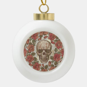 Retro Skulls und Rose Ornament