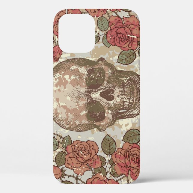Retro Skulls und Rose Ornament Case-Mate iPhone Hülle (Rückseite)