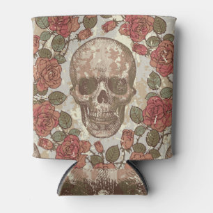 Retro Skulls und Rose Ornament Dosenkühler