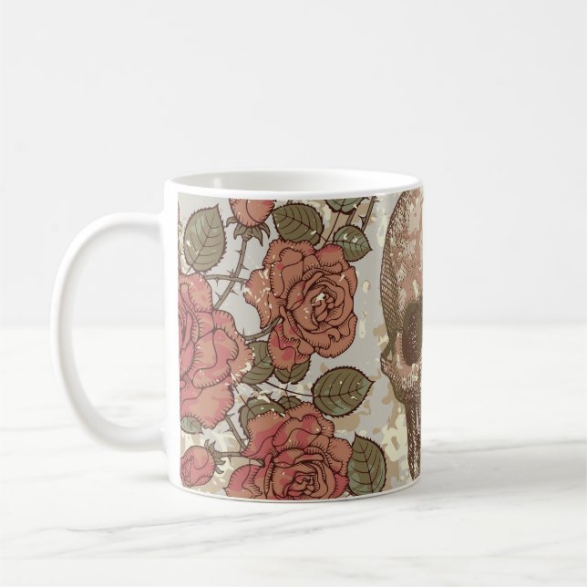 Retro Skulls und Rose Ornament Kaffeetasse (Links)