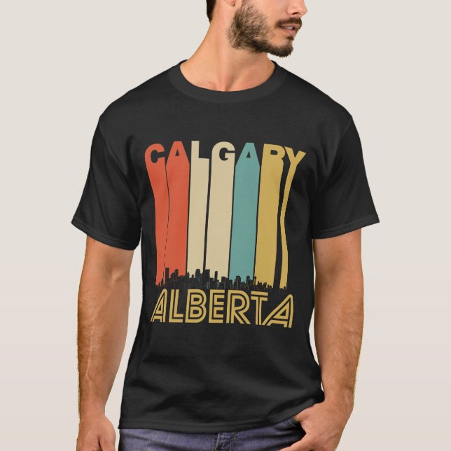 Retro Skyline Calgarys Alberta Kanada T-Shirt (Vorderseite)