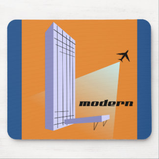 Retro-Skyscraper und Flugzeug Mousepad