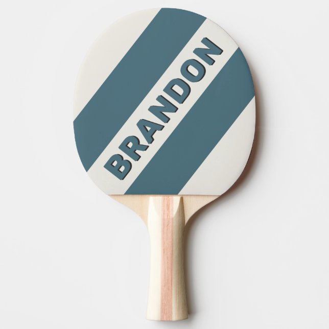 Retro Slate Gray Drei fette Streifen mit Name Tischtennis Schläger (Vorderseite)