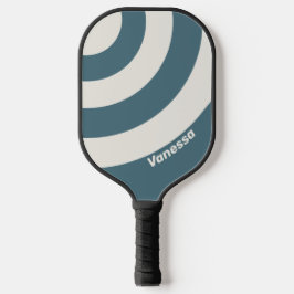 Retro Slate Gray Three Circle Streifen mit Name Pickleball Schläger