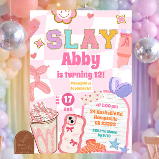 Retro-Slay-Ästhetik-Tween-Patch-Party-Geburtstag Einladung