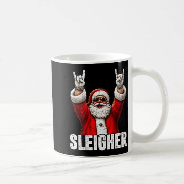 Retro Sleigher Cool Santa Rock On Christmas Xmas M Kaffeetasse (Rechts)