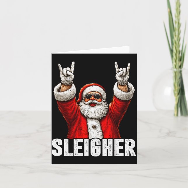 Retro Sleigher Cool Santa Rock On Christmas Xmas M Karte (Vorderseite)