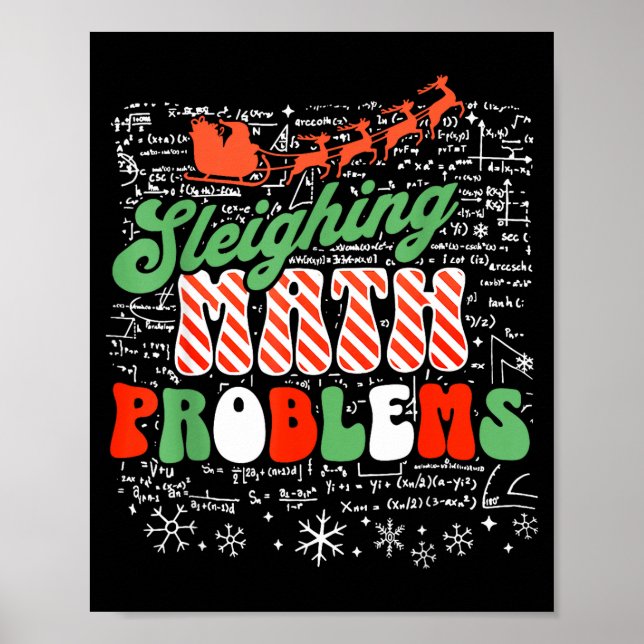 Retro Sleighing Math Problems Santa Math Teacher C Poster (Vorne)