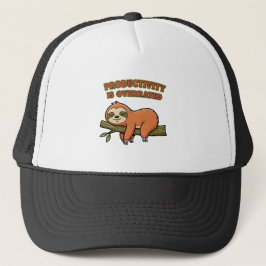 Retro Sloth Anti Productivity Trucker Hat Truckerkappe
