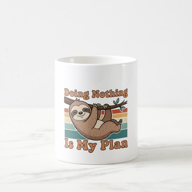 Retro Sloth Doing Nothing White Coffee Mug Kaffeetasse (Mittel)