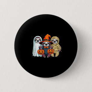 Retro Sloth Hexe Y Halloween Pumpkin Women Men Ki Button