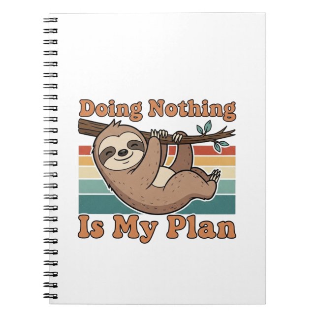Retro Sloth Lazy Quote Lined Notebook Notizblock (Vorderseite)