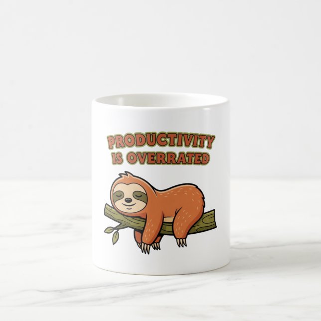Retro Sloth Productivity Humor White Mug Kaffeetasse (Mittel)