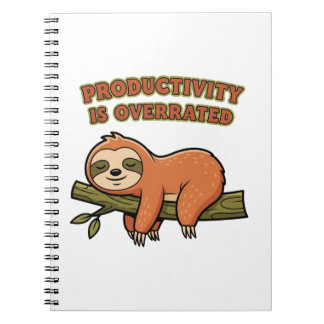 Retro Sloth Productivity Is Overrated Lined Notebo Notizblock