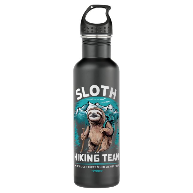 Retro Sloth Wanderteam Vintages Geschenk Edelstahlflasche (Vorderseite)