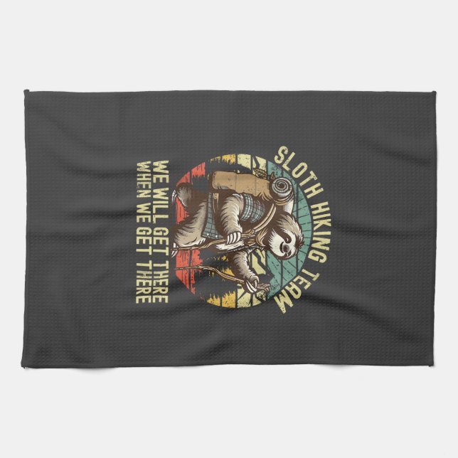Retro Sloth Wanderteam Wir werden ankommen, wenn w Geschirrtuch (Horizontal)