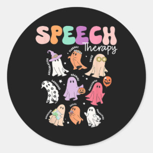 Retro Slp Geist Halloween Sprachtherapie Herbst He Runder Aufkleber