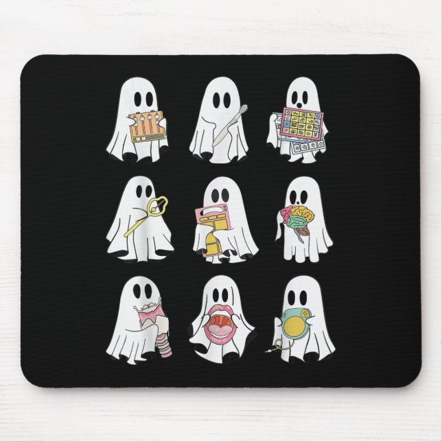 Retro Slp Geist Halloween Sprachtherapie Herbst Mousepad (Vorne)